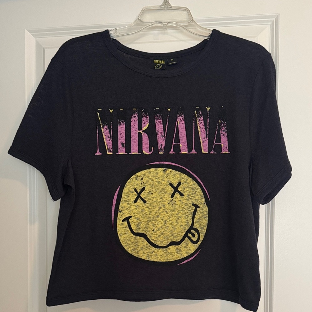 NIRVANA Navy and Yellow Smiley Tee